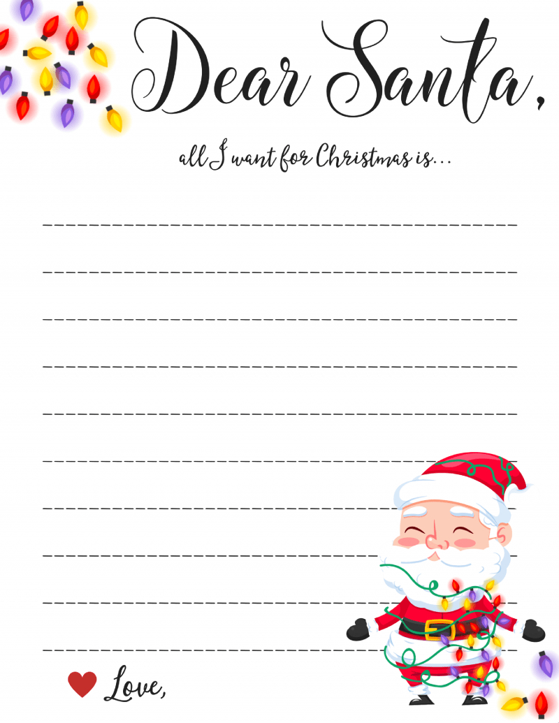 Dear Santa Letter: Free Printable Downloads – In Blank Letter Writing Template For Kids