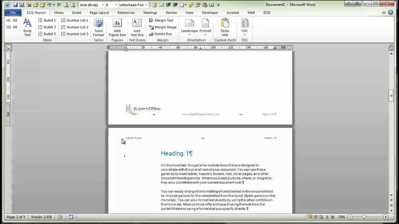 Demonstration Of Word Report Template Pertaining To Word Document Report Templates