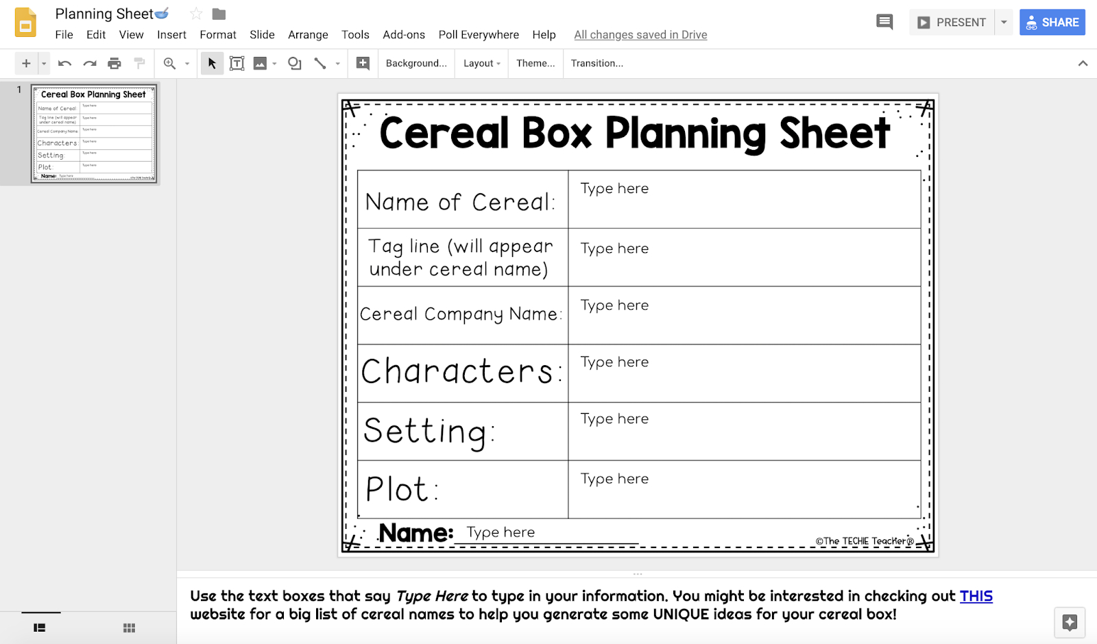 Design A Cereal Box In Google Drawing: Book Report Idea With Regard To Cereal Box Book Report Template