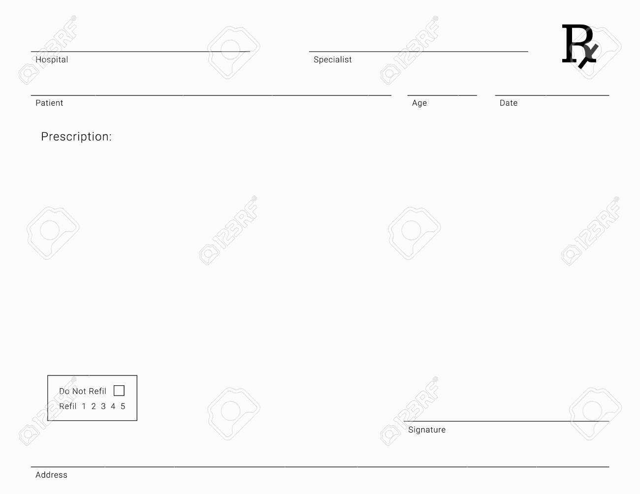 Doctor's Rx Pad Template. Blank Medical Prescription Form. Intended For Blank Prescription Pad Template