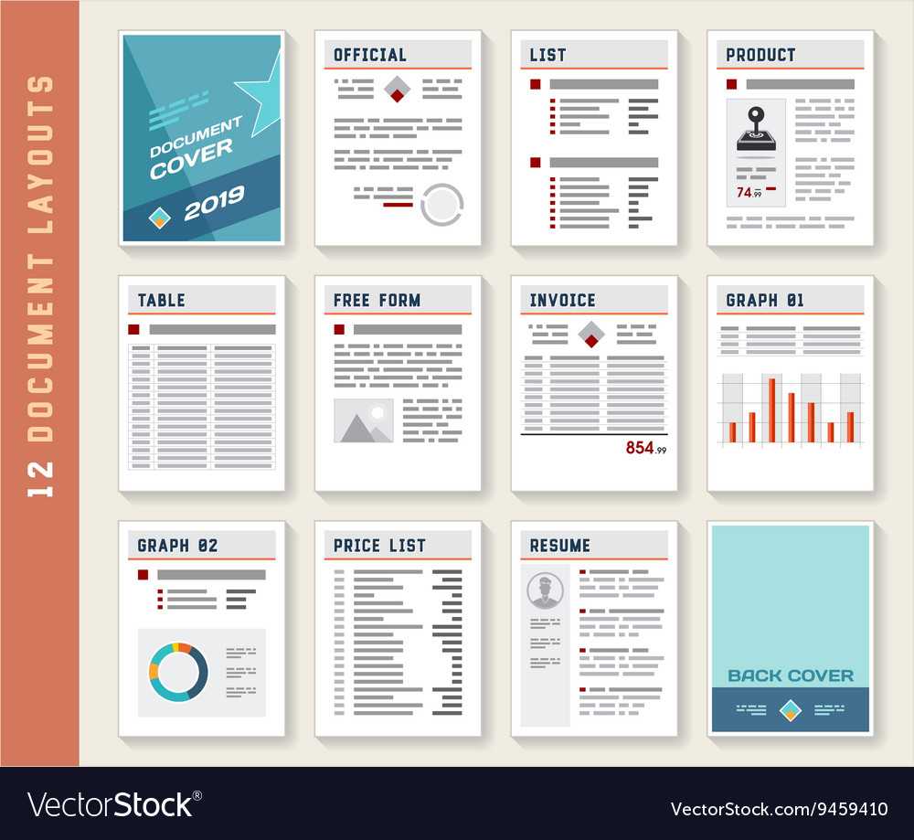 Document Report Layout Templates Set Within Illustrator Report Templates