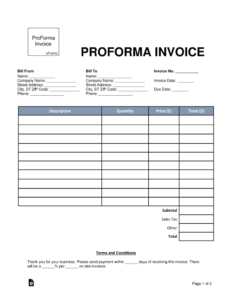 Download A Proforma Invoice For 2019 | Template Samples with regard to Free Proforma Invoice Template Word