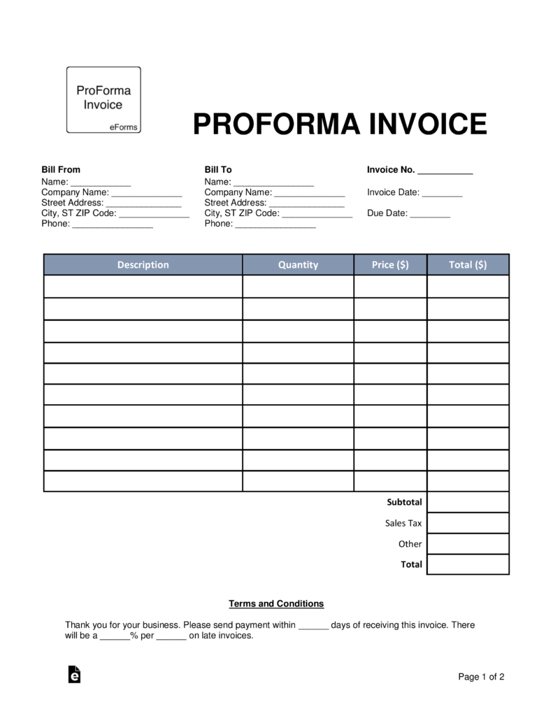 Download A Proforma Invoice For 2019 | Template Samples With Regard To Free Proforma Invoice Template Word