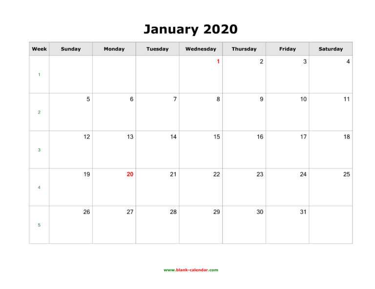 Blank One Month Calendar Template - Sample Design Templates