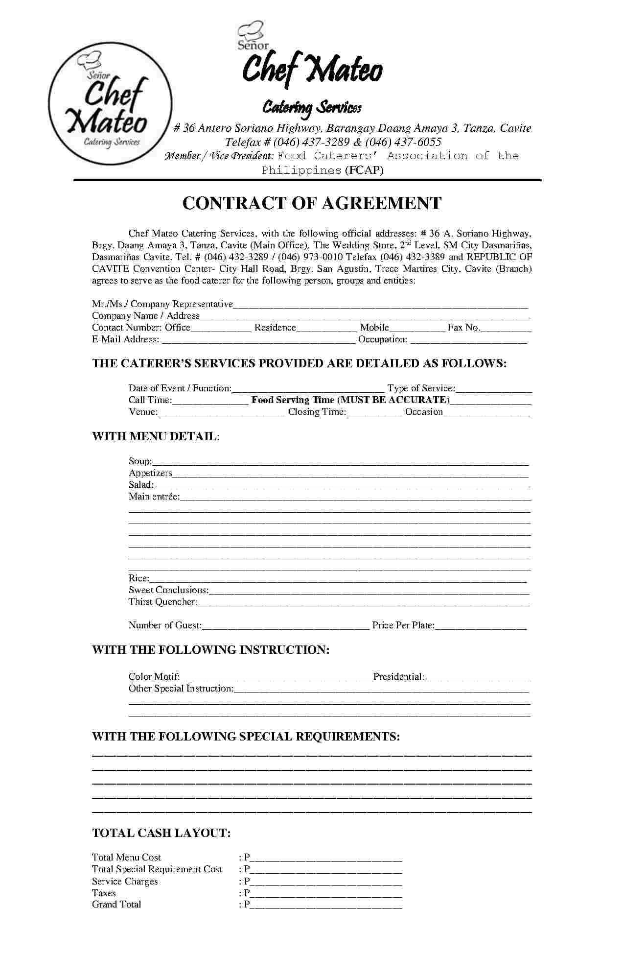 Download Catering Contract Style 5 Template For Free At Regarding Catering Contract Template Word