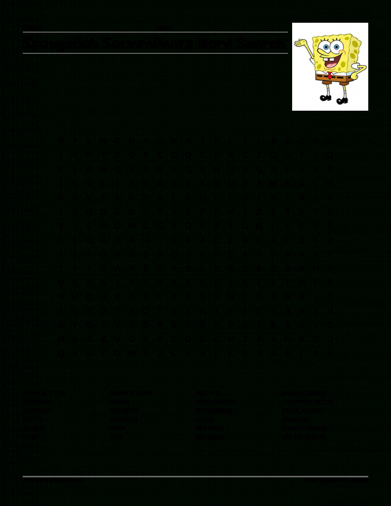 Download Hd New Spongebob Word Search Free Squarepants Pertaining To Blank Word Search Template Free