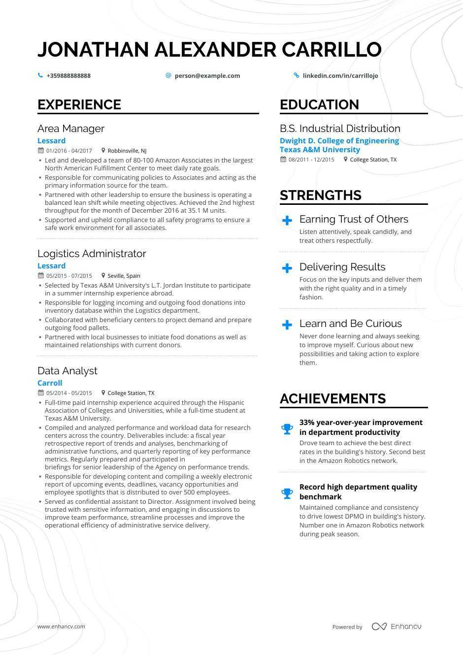 Download: Operations Manager Resume Example For 2020 | Enhancv Intended For Operations Manager Report Template