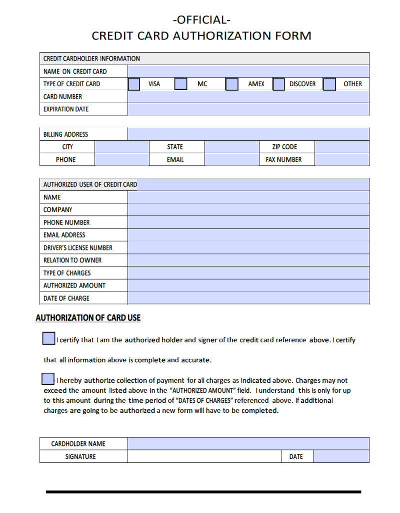 Download Sample Credit Card Authorization Form Template Pertaining To Credit Card Authorization Form Template Word