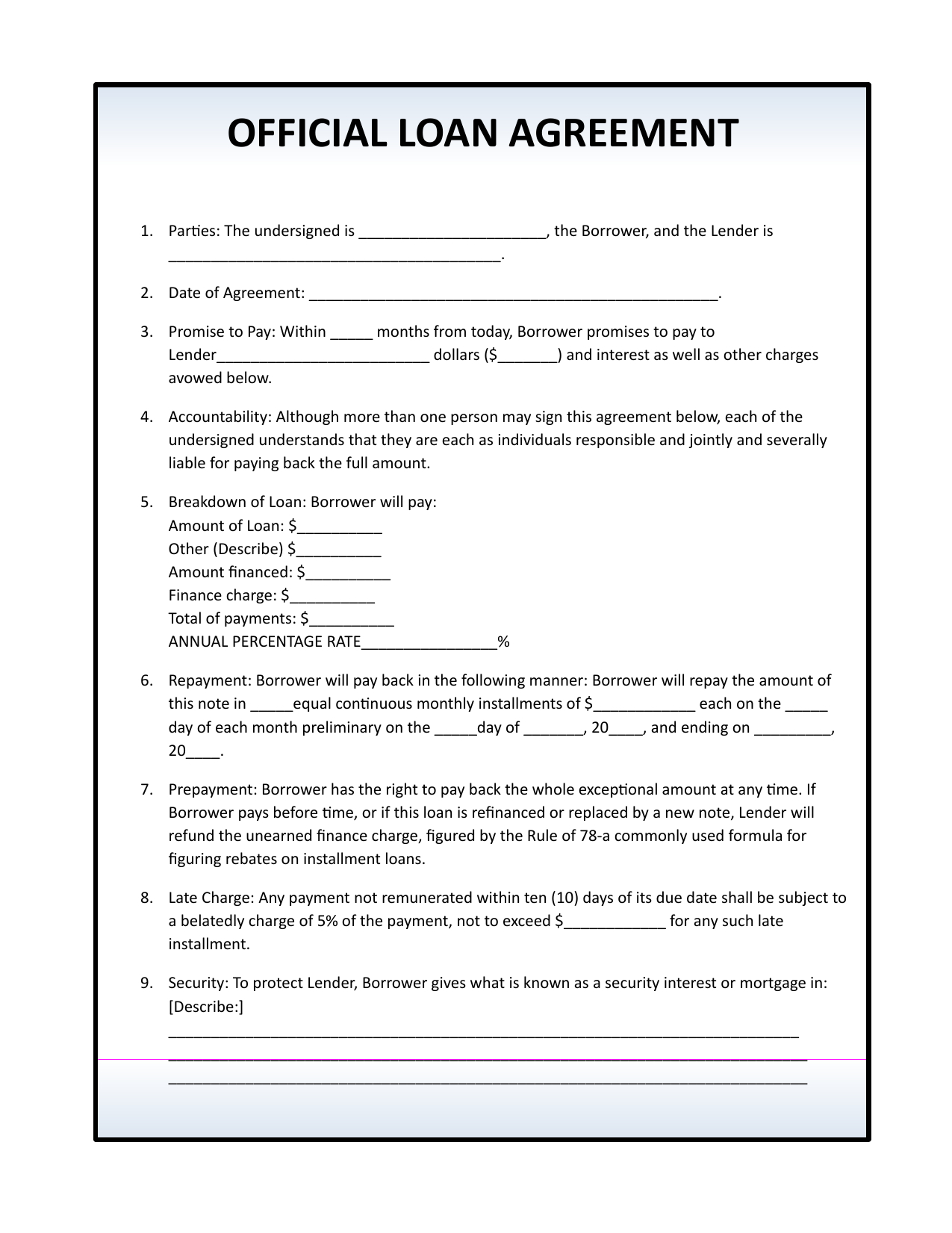 Download Simple Loan Agreement Template | Pdf | Rtf | Word Inside Blank Loan Agreement Template