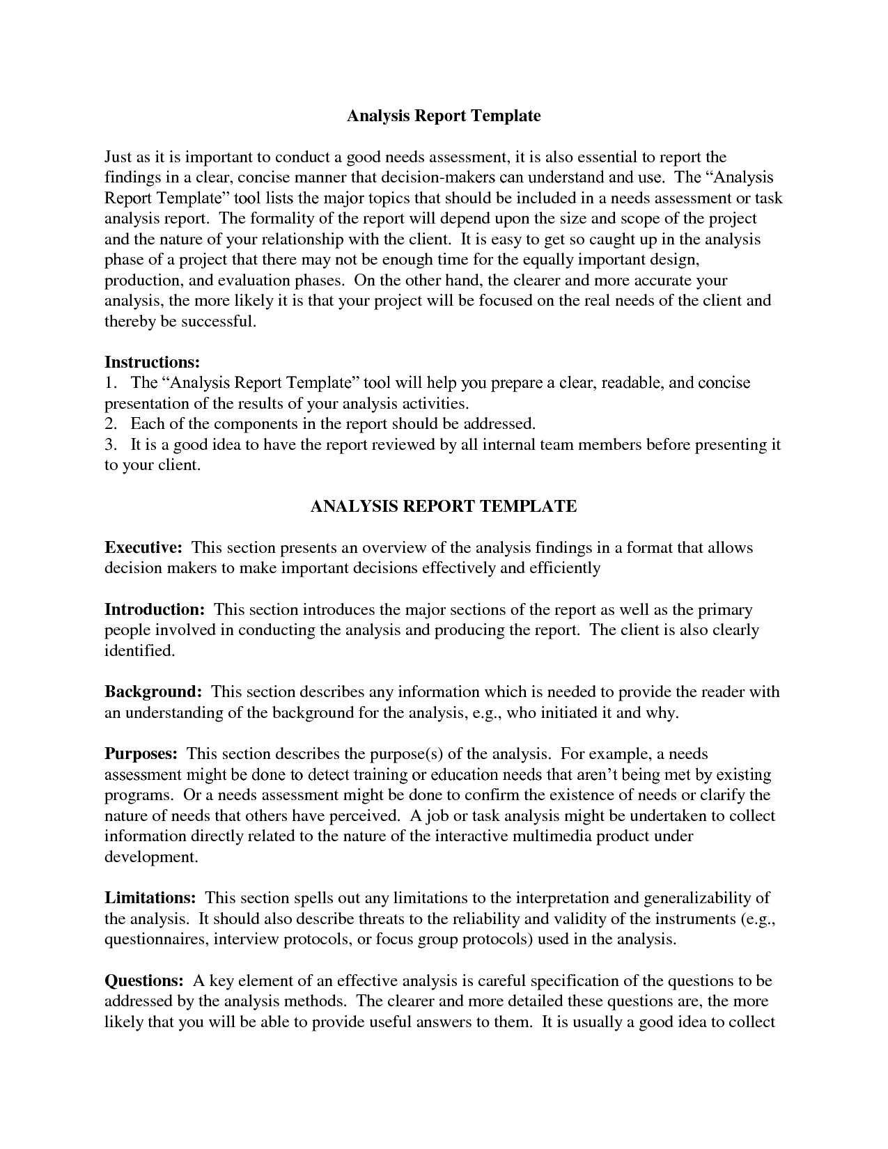 Downloadable Analysis Report Template Sample : V M D Inside Business Analyst Report Template