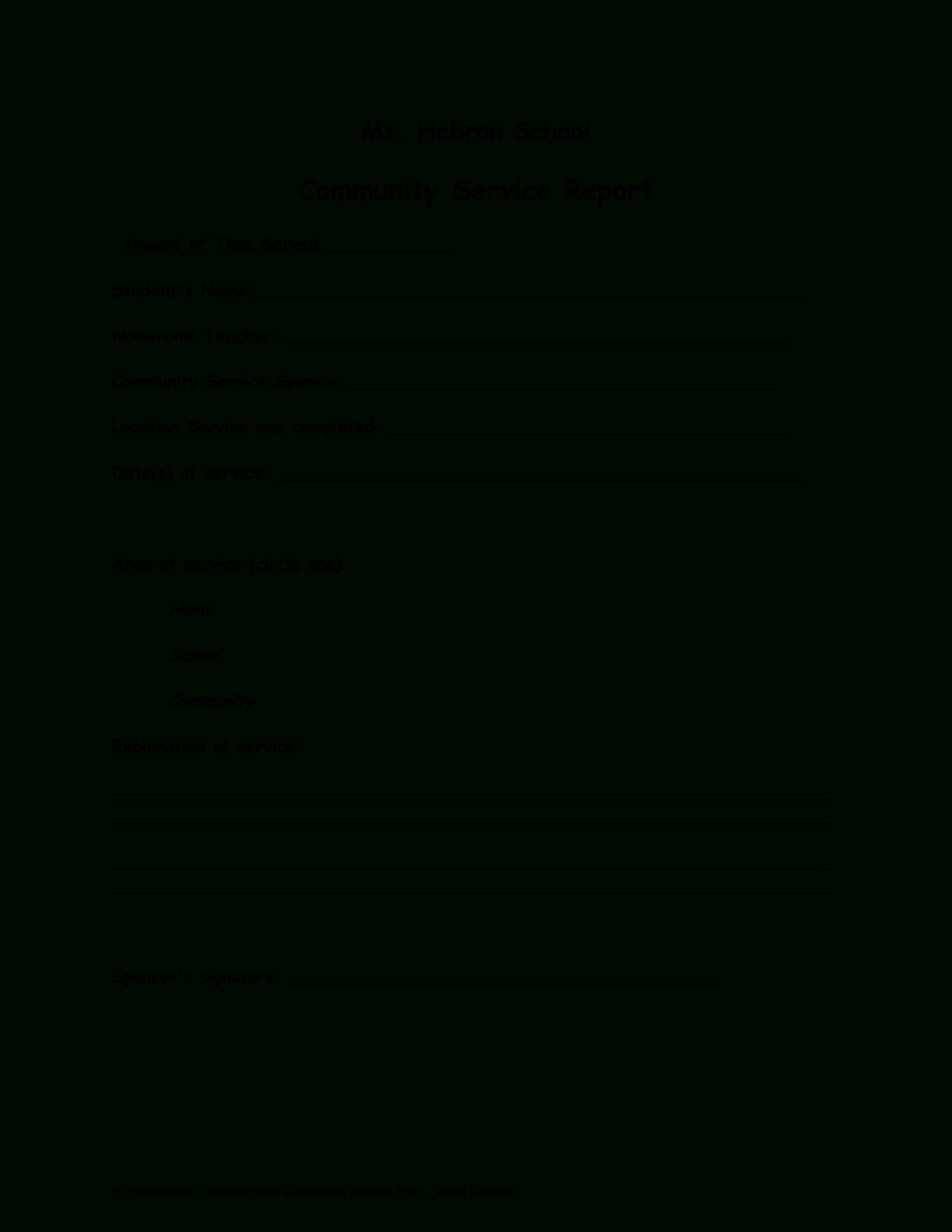 免费Community Report | 样本文件在Allbusinesstemplates In Community Service Template Word