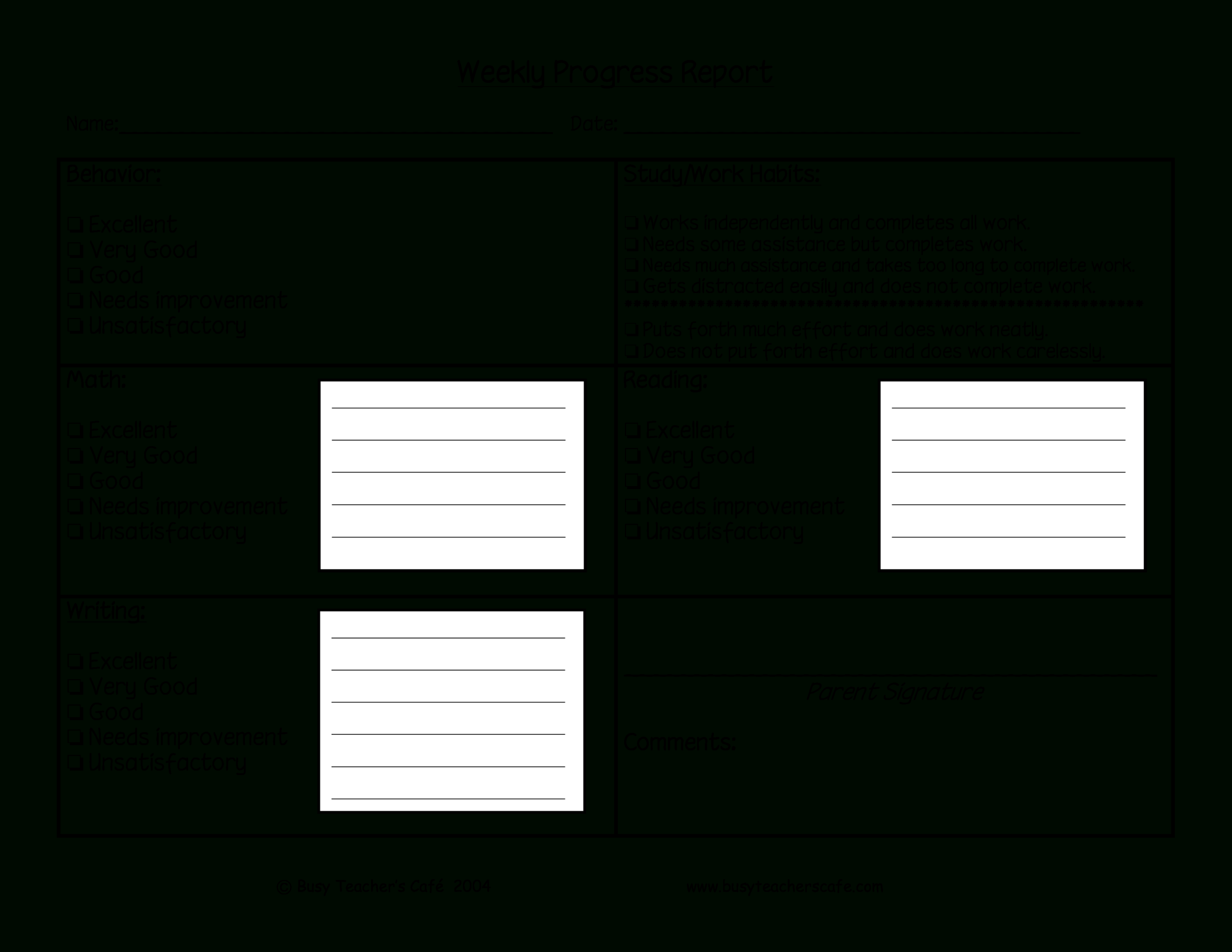 免费Weekly Student Behavior Report | 样本文件在 Within Behaviour Report Template