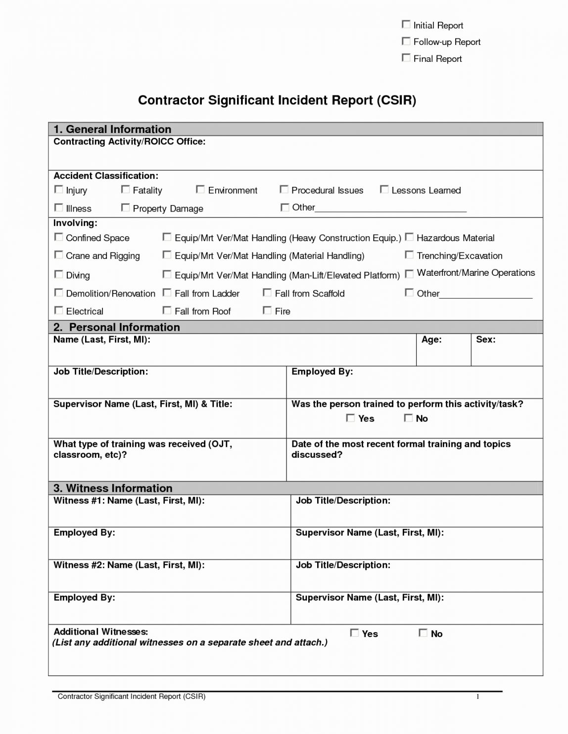 Editable Accident Estigation Form Template Uk Report Format For Incident Report Template Uk