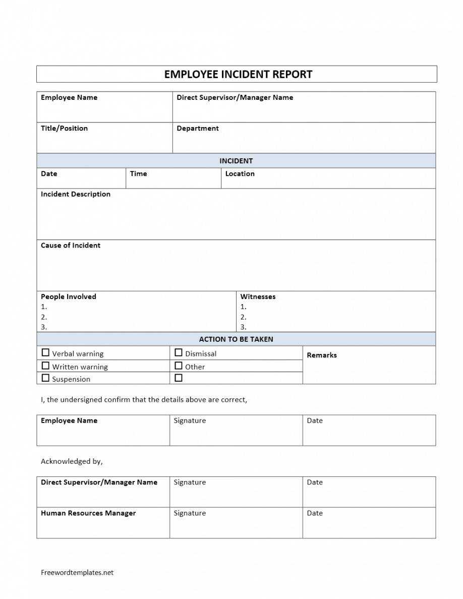 Editable Employee Incident Report Customer Incident Report Inside Itil Incident Report Form Template