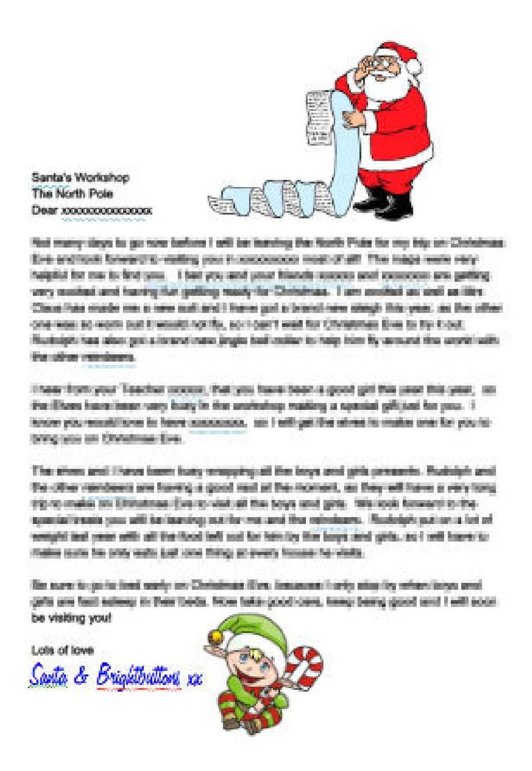 Editable Personalised Letter From Santa And Elf Studio And Word Doc Format  – Commercial Use Inside Santa Letter Template Word