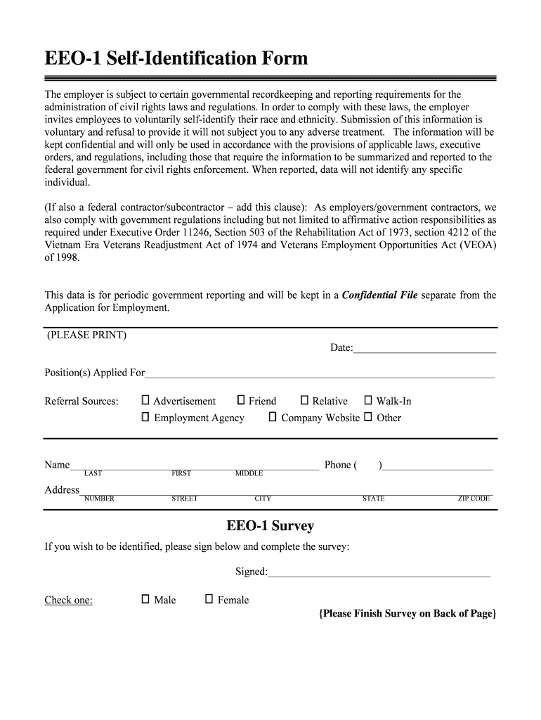 Eeo 1 Form Pdf – Fill Online, Printable, Fillable, Blank Pertaining To Eeo 1 Report Template