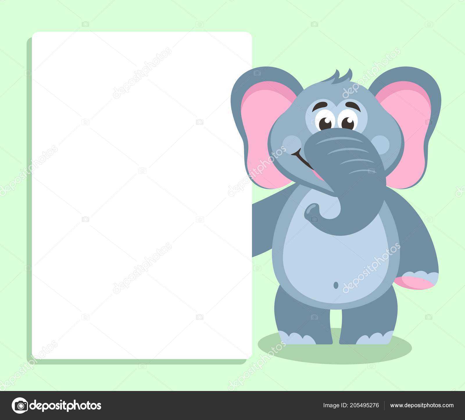 Elephant White Board Template Your Text Cartoon Character For Blank Elephant Template