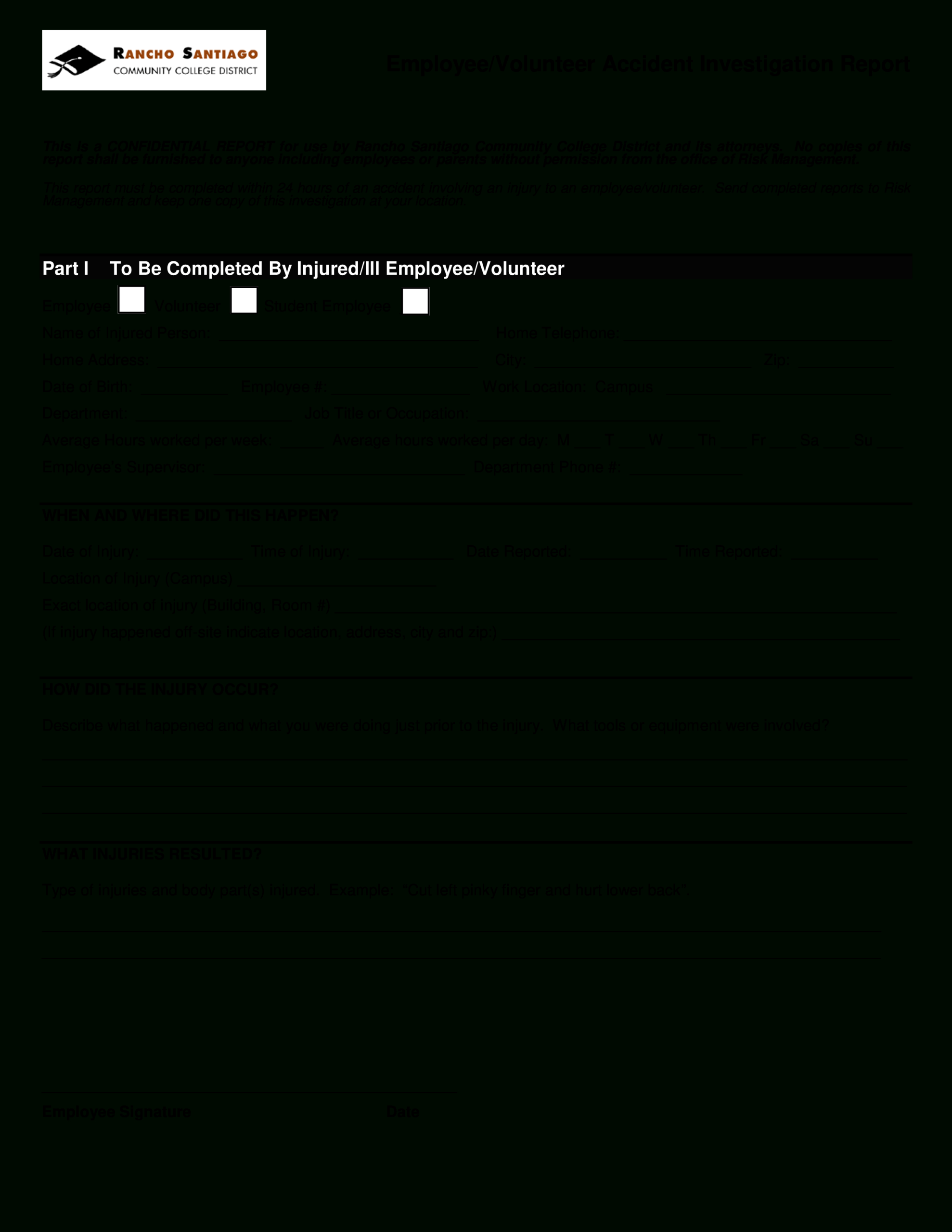 Employee Accident | Templates At Allbusinesstemplates Pertaining To Volunteer Report Template