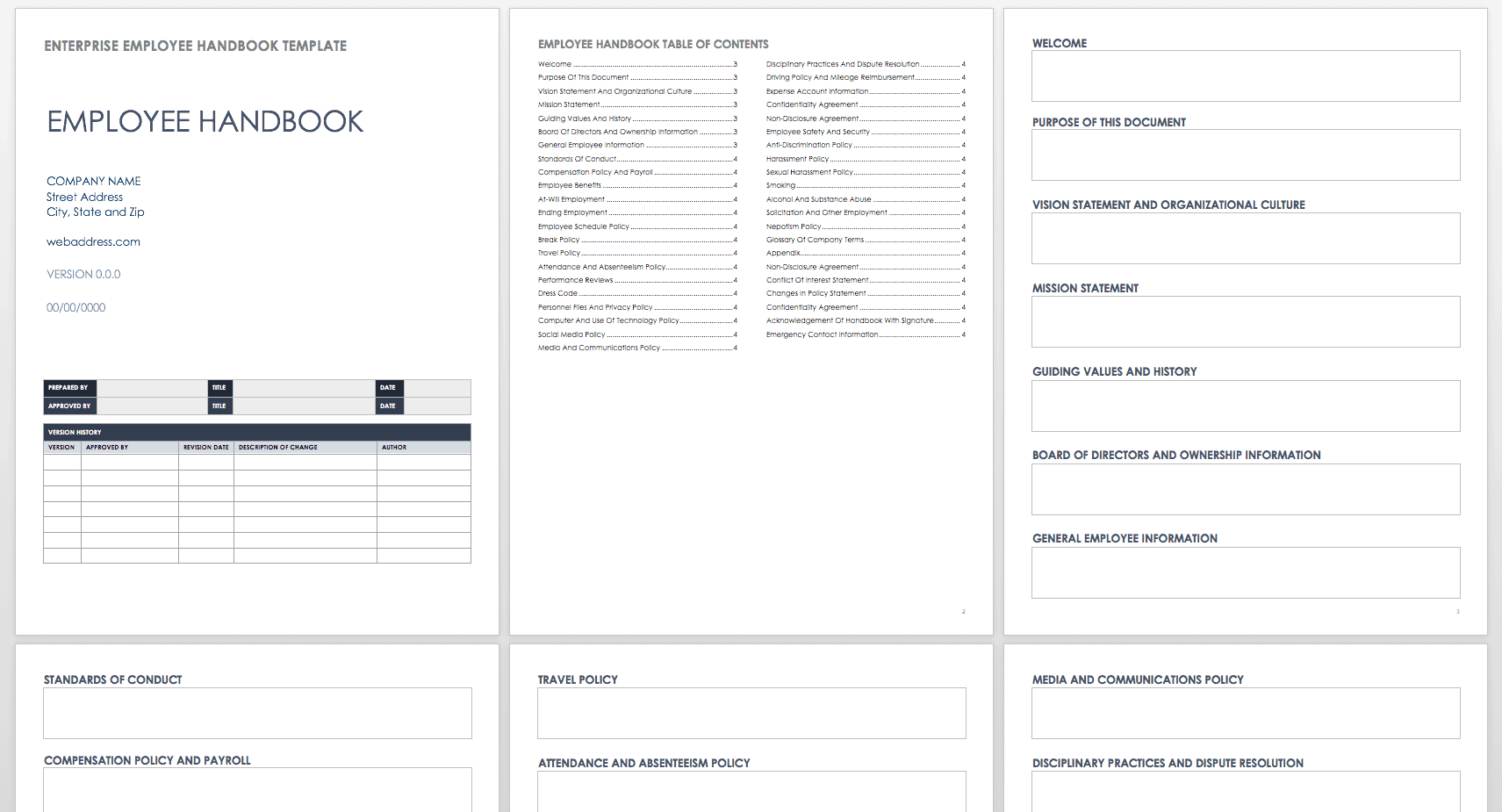 Employee And Company Handbook Templates | Smartsheet Within Community Service Template Word