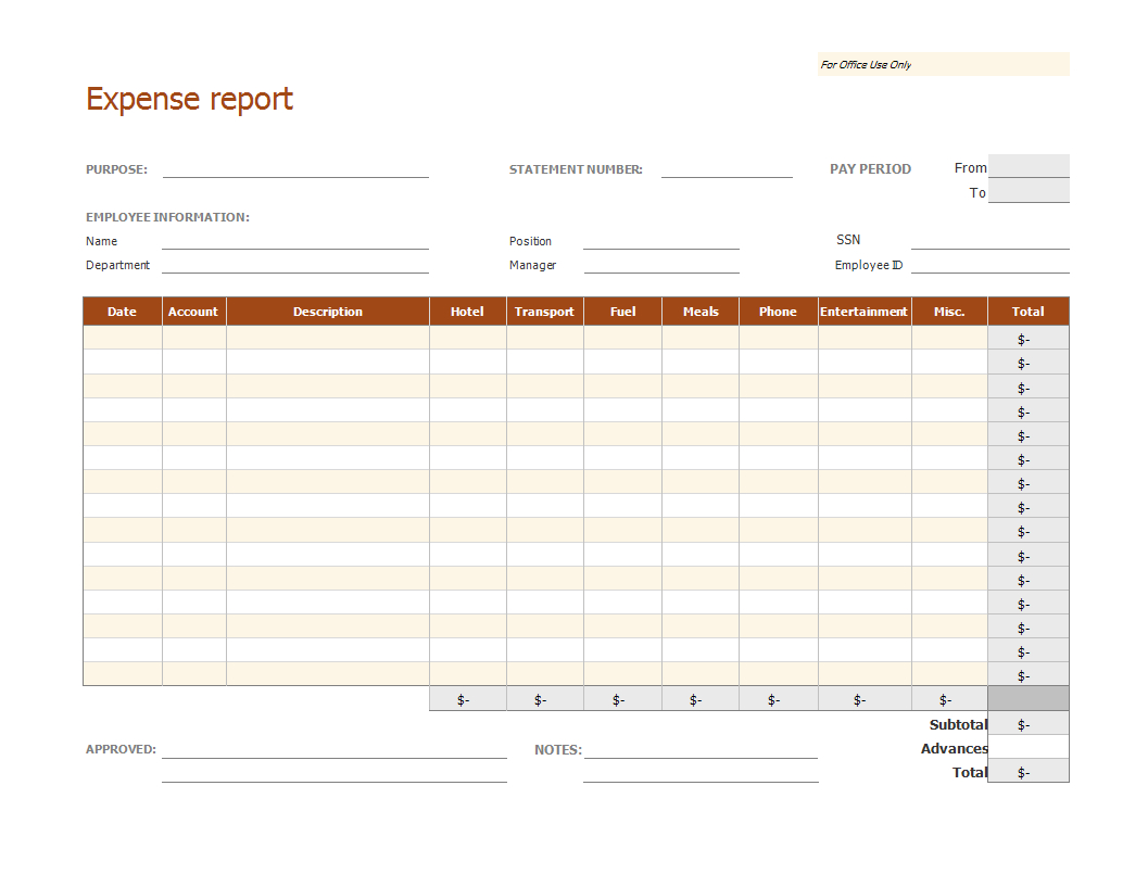 Employee Expense Report Xls Template | Templates At Intended For Expense Report Template Xls