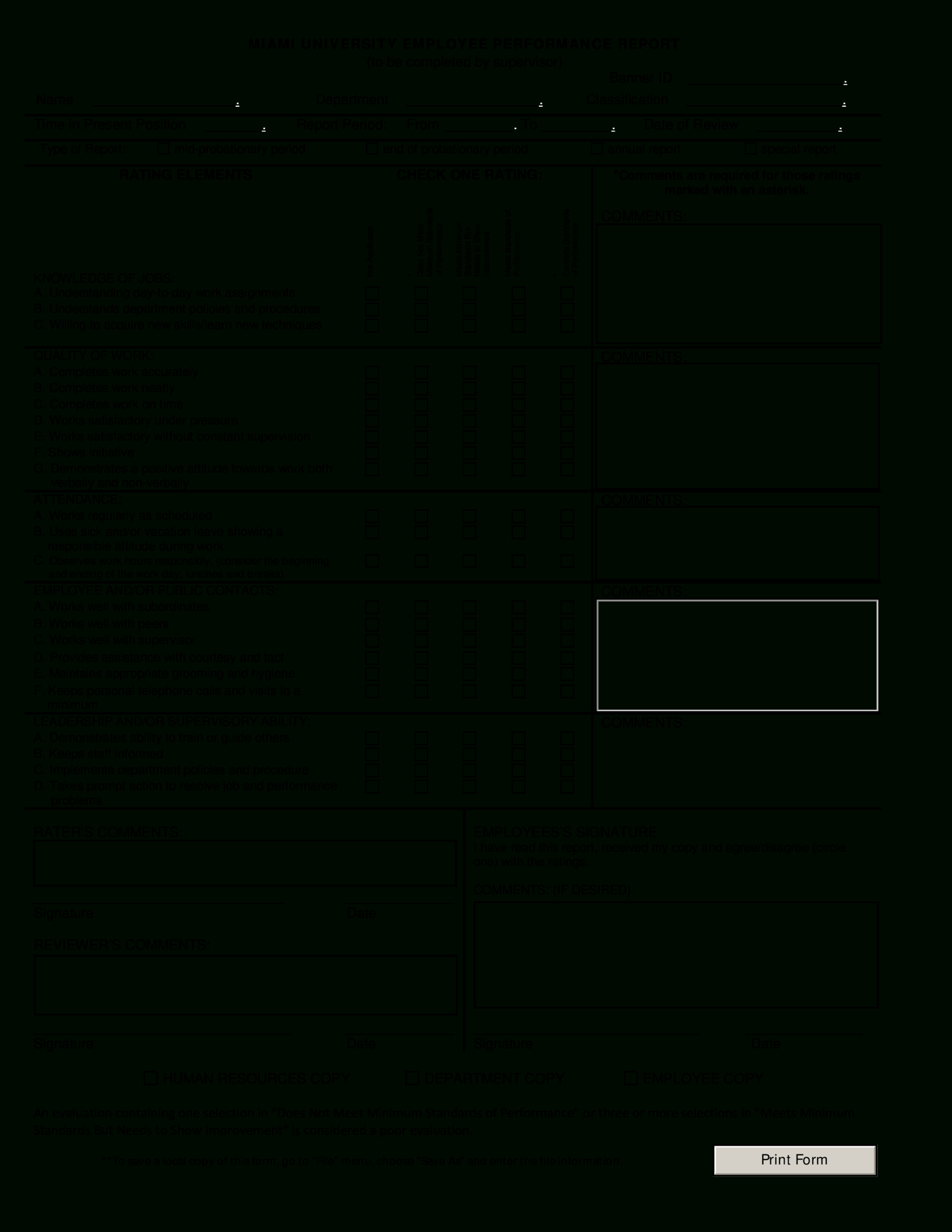 Employee Performance Report | Templates At Within Staff Progress Report Template