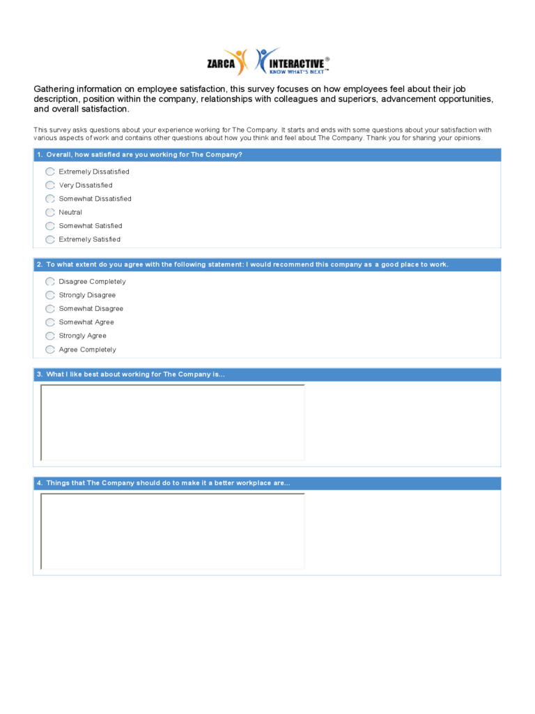 Employee Satisfaction Survey – 2 Free Templates In Pdf, Word Within Employee Satisfaction Survey Template Word