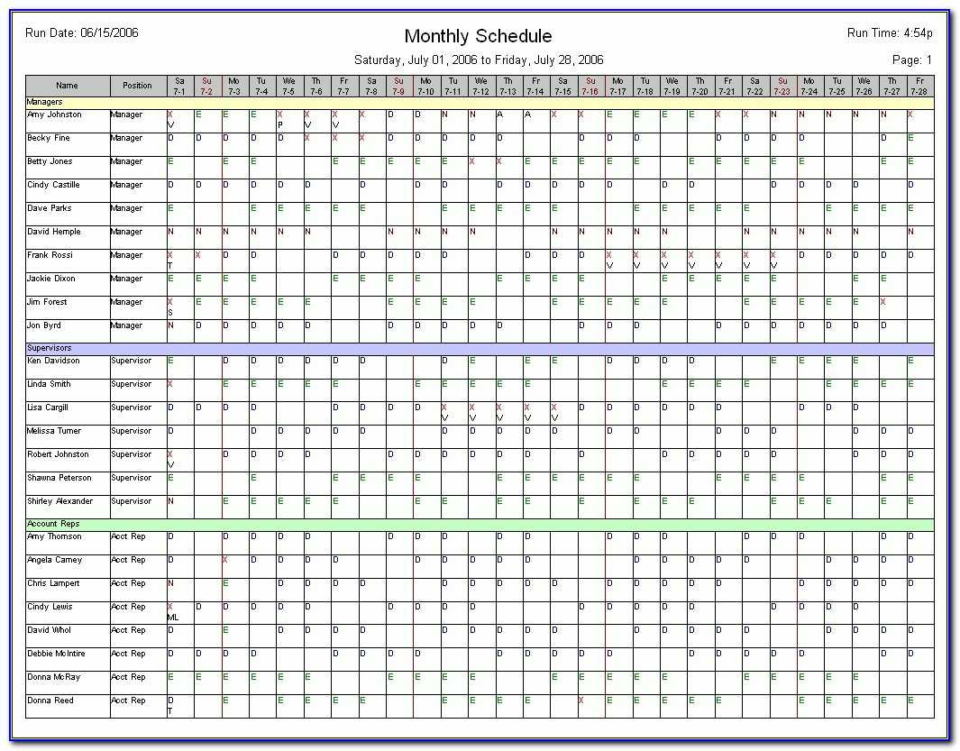 Employee Schedule Template | Marseillevitrollesrugby Pertaining To Blank Monthly Work Schedule Template