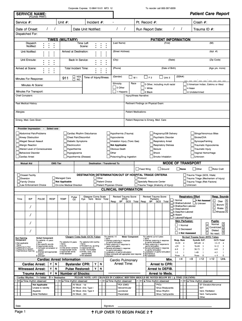 Ems Report Template Fillable - Fill Online, Printable With Regard To Patient Care Report Template