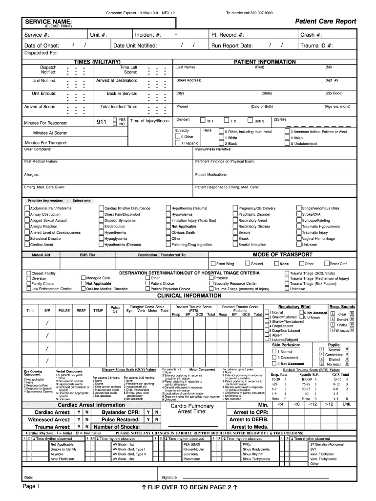 Ems Report Template Fillable – Fill Online, Printable With Regard To Patient Care Report Template