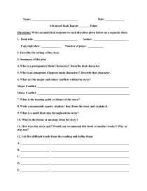 Englishlinx | Book Report Worksheets In One Page Book Report Template