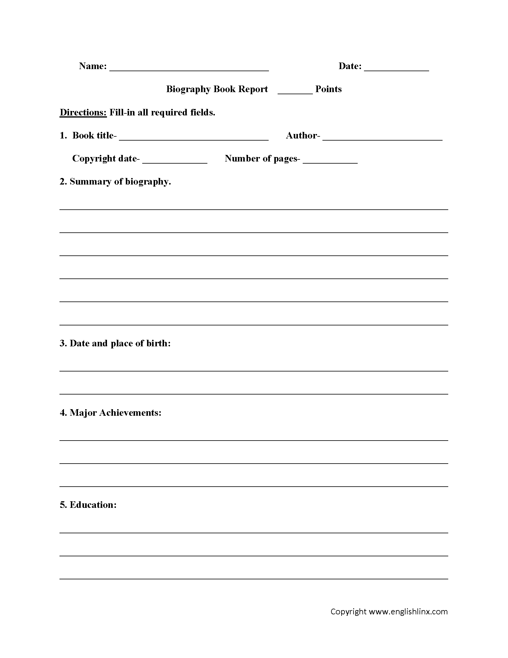 Englishlinx | Book Report Worksheets Inside Book Report Template 6Th Grade