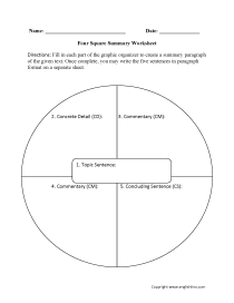Englishlinx | Summary Worksheets Within Blank Four Square Writing Template