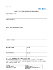 Equipment Fault Report - Fill Online, Printable, Fillable with regard to Equipment Fault Report Template