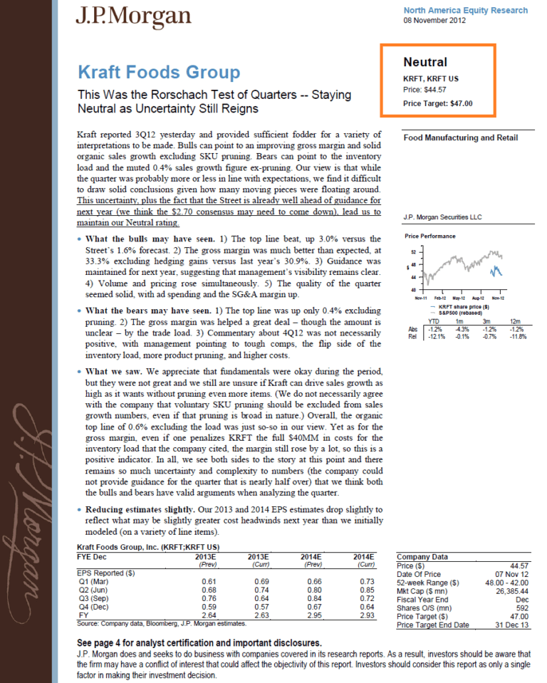 research report for stocks
