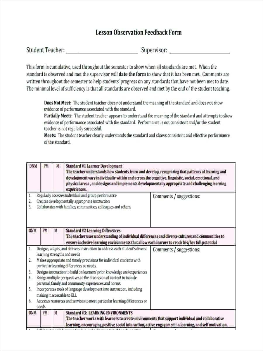 Essay Appraisal Form Teacher Template Lecturer Evaluation With Student Feedback Form Template Word