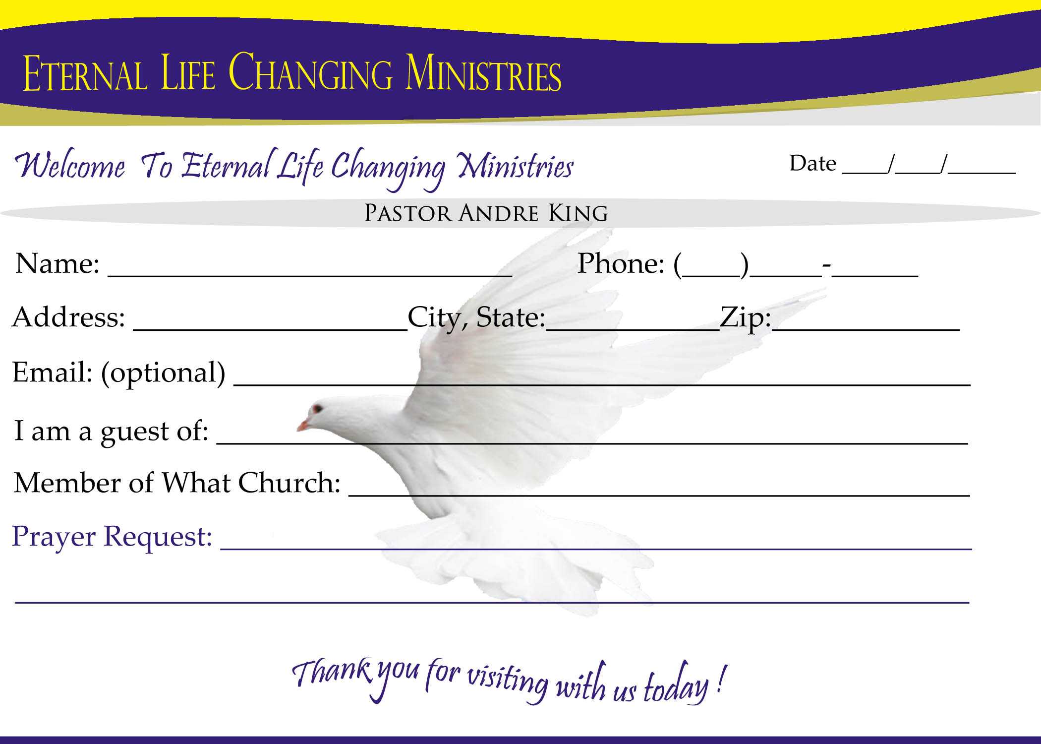 Eternal Life Visitor Card B | Creative Kingdom Designs Regarding Church Visitor Card Template Word