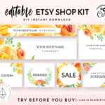 Etsy Shop Banner Set, Etsy Shop Kit, Etsy Shop Graphics, Store Icon, Banner  Template, Corjl Editable Banners, Etsy Banners Diy, Watercolor Pertaining To Etsy Banner Template