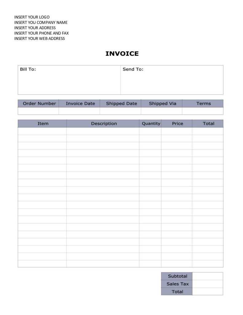 Example Of An Invoice Template And Word Document Invoice Throughout Invoice Template Word 2010
