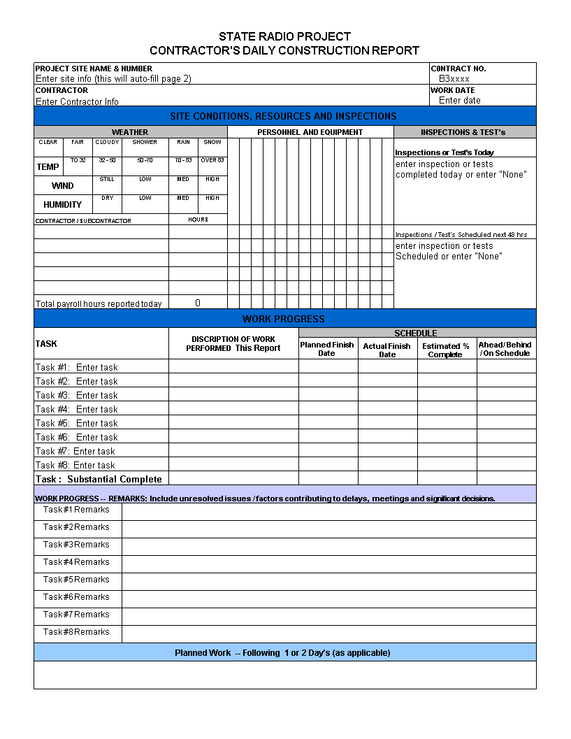 Excel Daily Report | Templates At Allbusinesstemplates Inside Daily Reports Construction Templates
