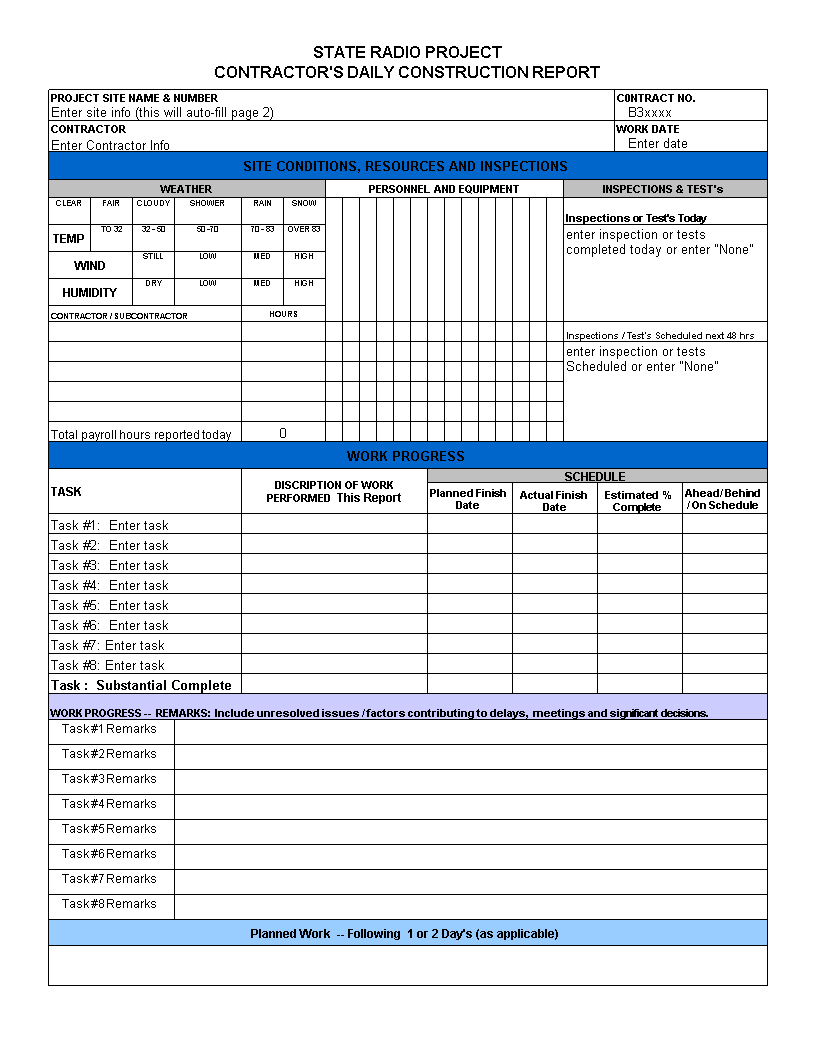 Excel Daily Report | Templates At Allbusinesstemplates With Daily Inspection Report Template