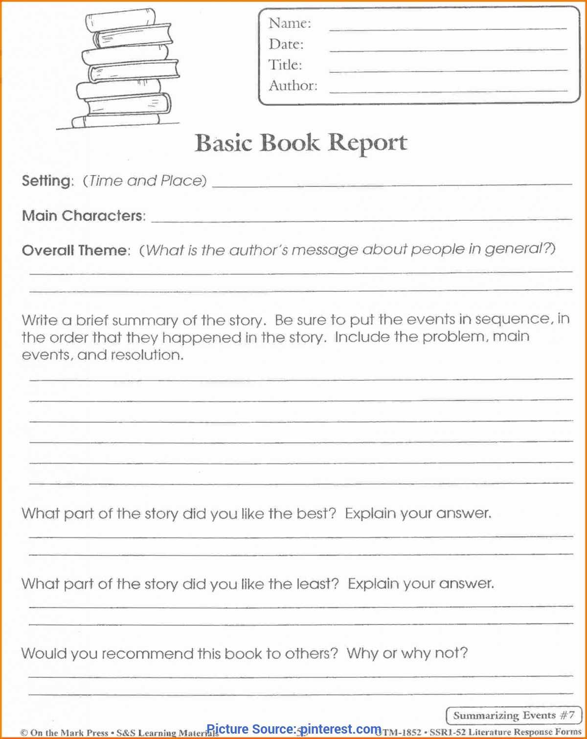 Excellent Book Review Lesson Plan 5Th Grade Related Post Pertaining To 1St Grade Book Report Template