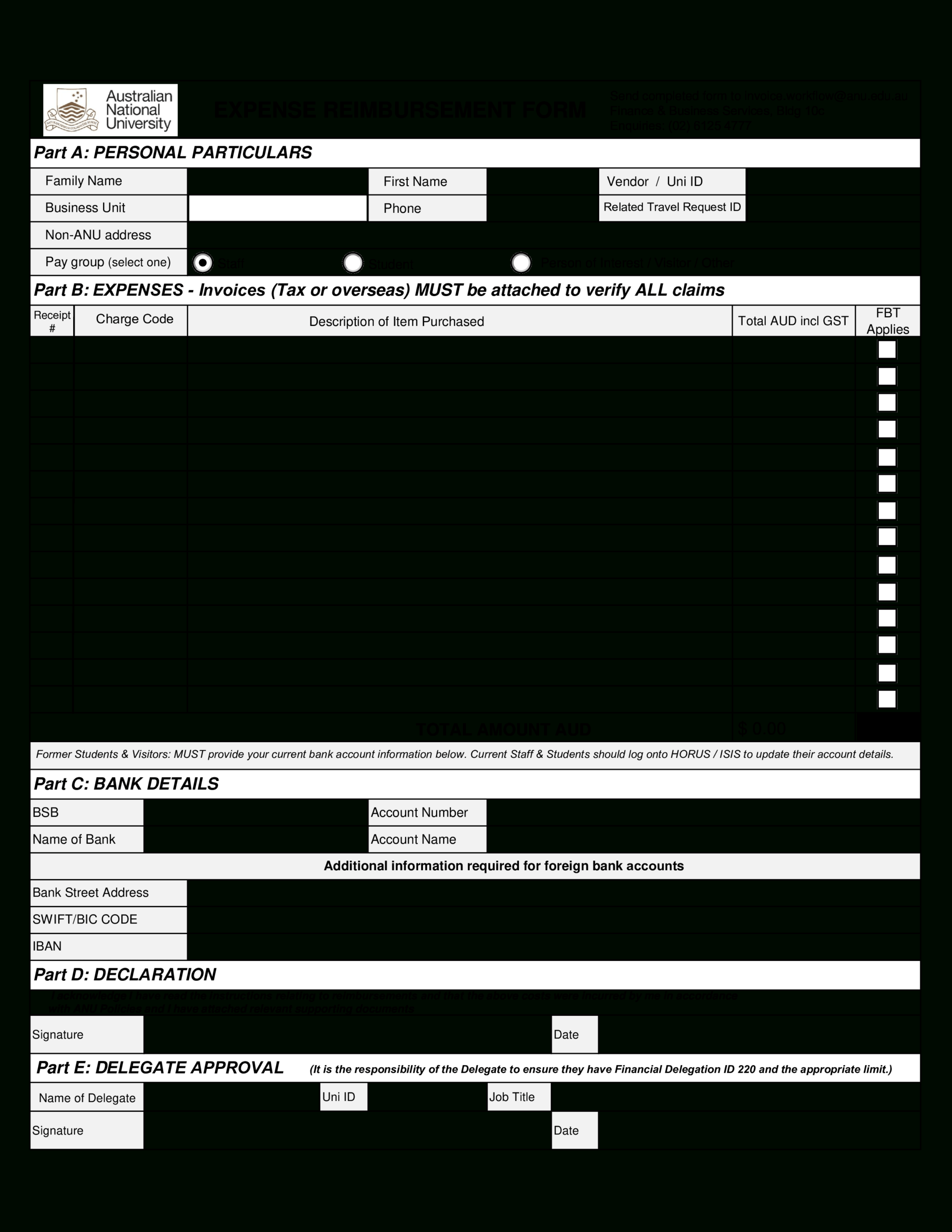 Expense Reimbursement Template – Papele.alimentacionsegura Within Reimbursement Form Template Word