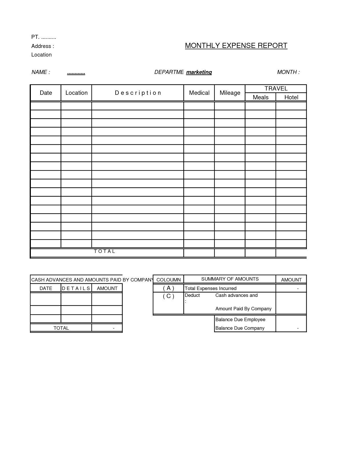 Expense Report Form And Samples For Your Inspirations For Microsoft Word Expense Report Template
