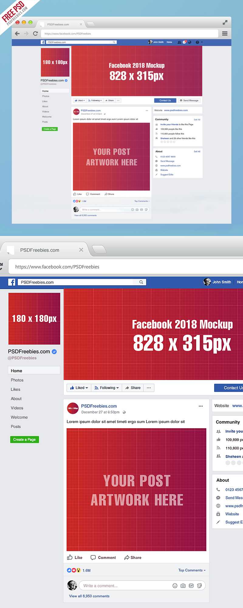 Facebook Page Mockup 2018 Template Psd On Behance Within Facebook Banner Template Psd