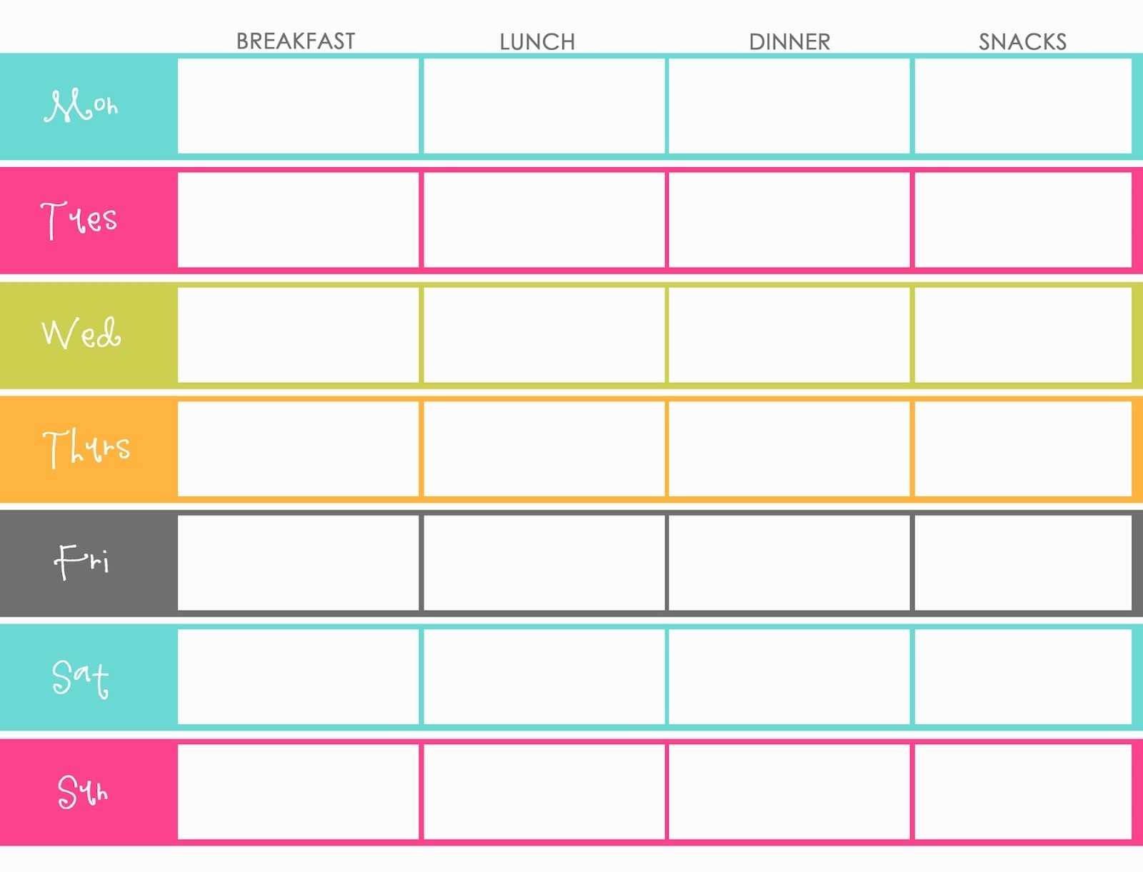Family Budget Weekly Schedule Template Word Ideas Editable Within Meal Plan Template Word