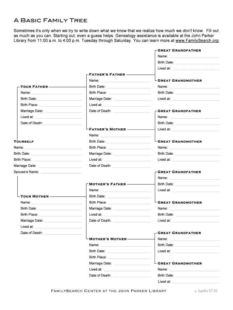 Family Tree Template – Fill Online, Printable, Fillable With Regard To Fill In The Blank Family Tree Template