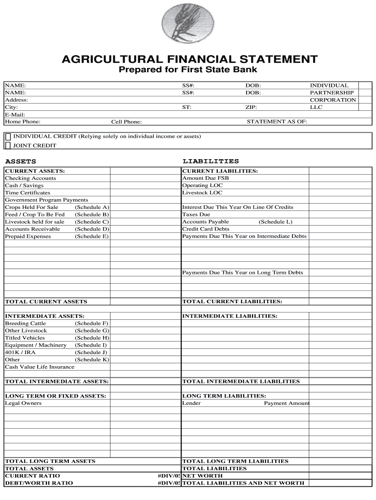 Farm Financial Statement - Fill Online, Printable, Fillable Intended For Blank Personal Financial Statement Template