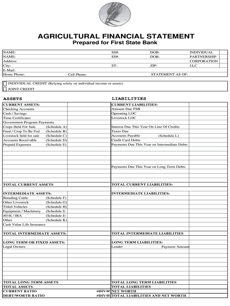 Farm Financial Statement – Fill Online, Printable, Fillable Intended For Blank Personal Financial Statement Template