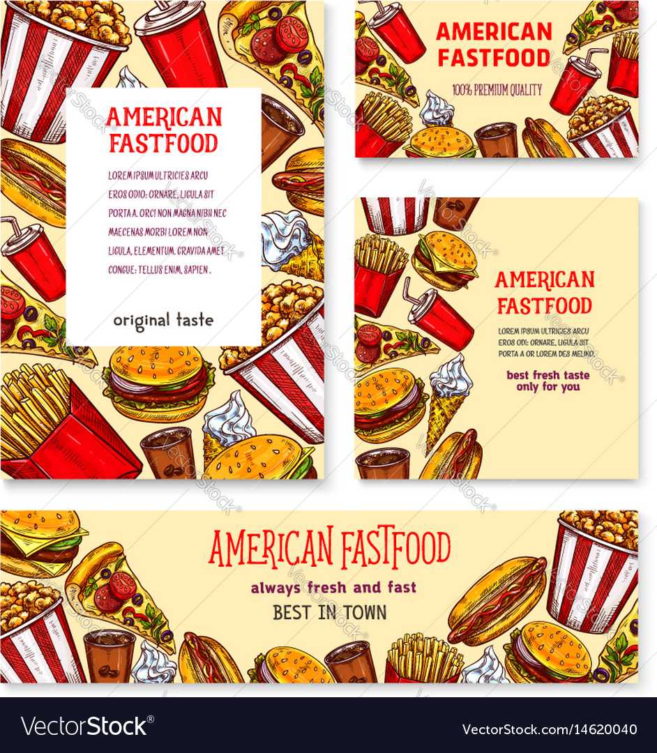 Fast Food American Restaurant Banner Template Set For Food Banner Template