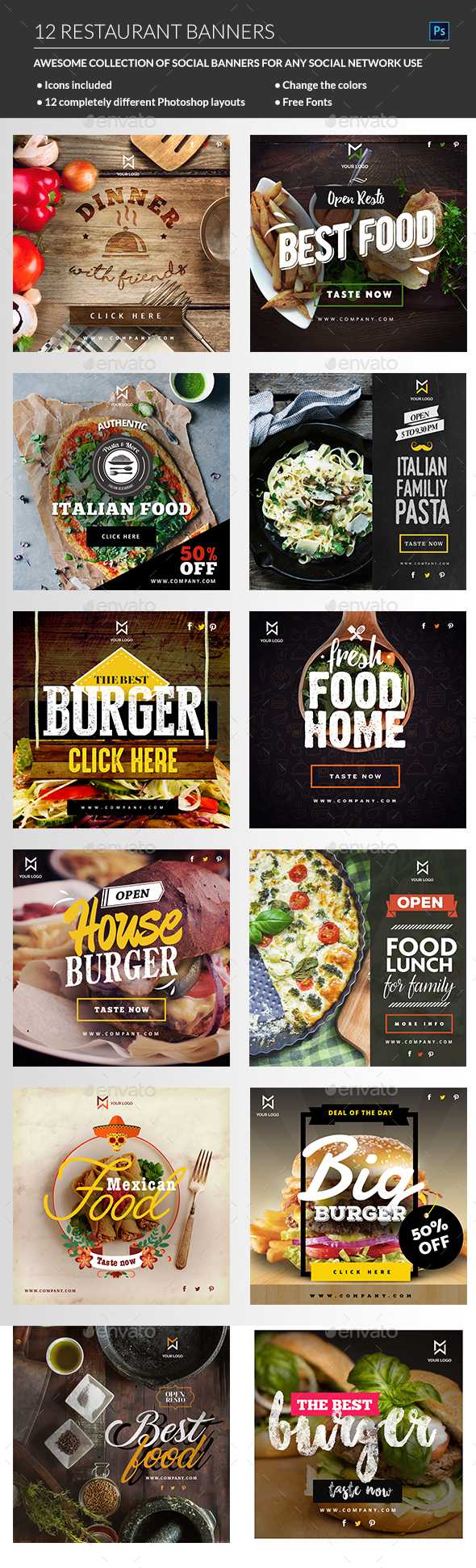 Fast Food Banner Graphics, Designs & Templates From Graphicriver Throughout Food Banner Template